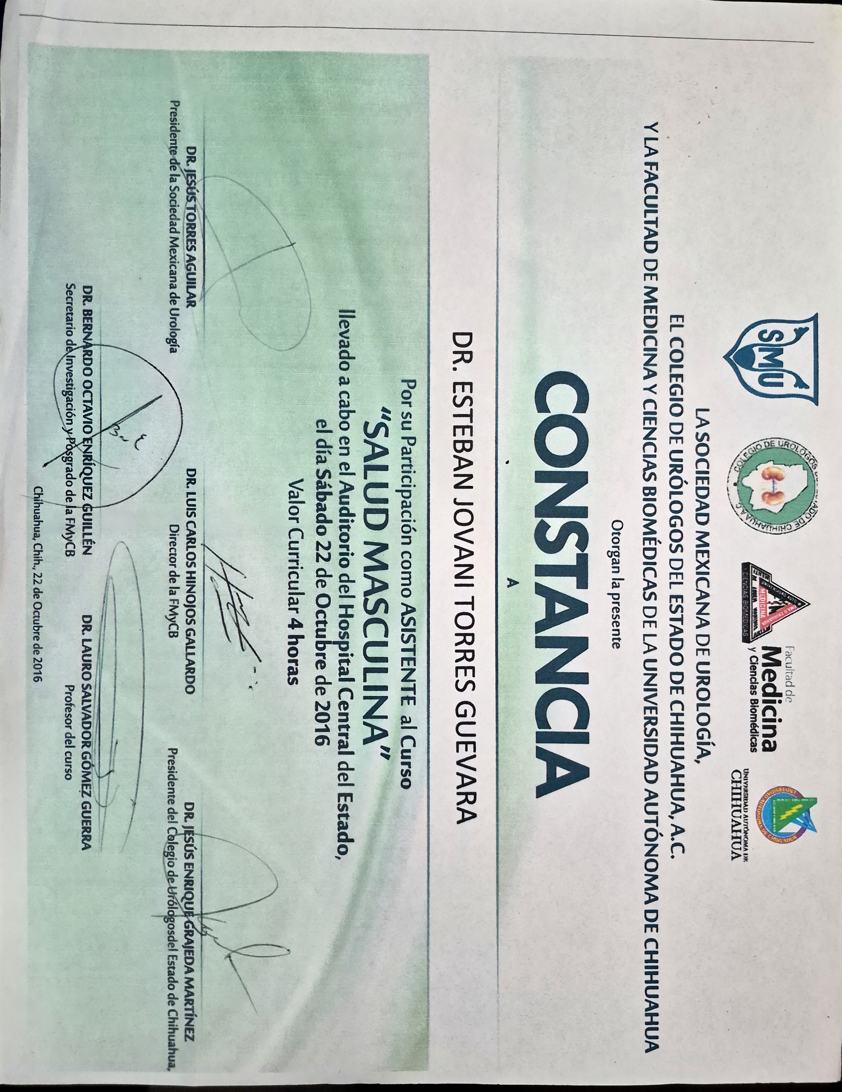 Constancia IMSS UMAE 25 Especialidad Urología
